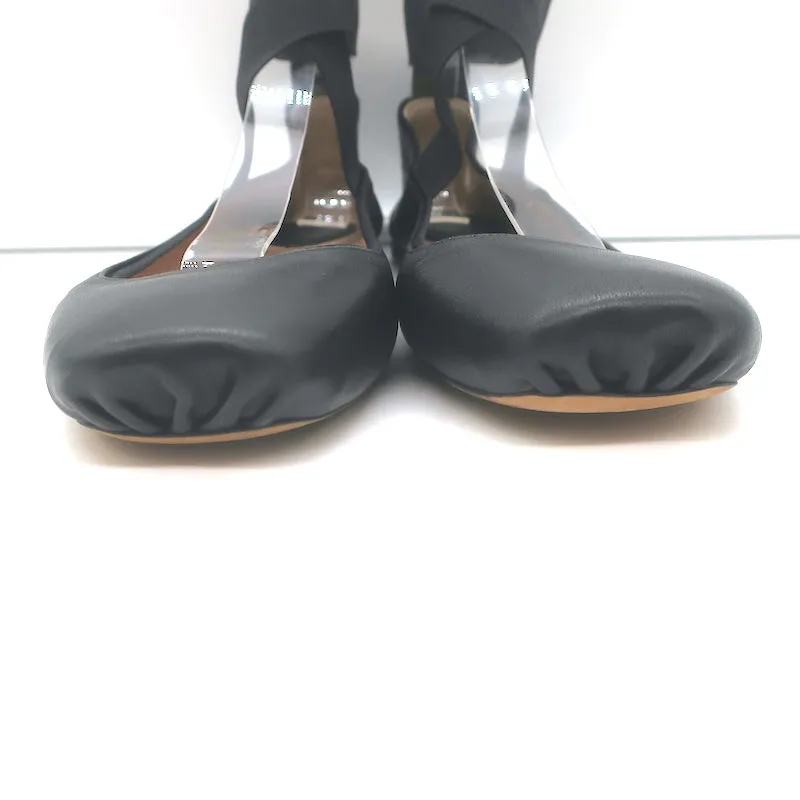 Chloe Crisscross Ankle Strap Ballet Flats Black Leather Size 40