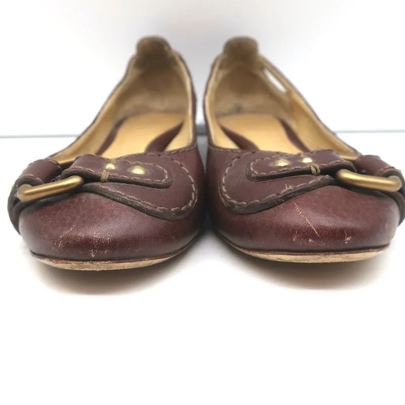 Chloe Paddington Ballet Flats Dark Brown Leather Size 36