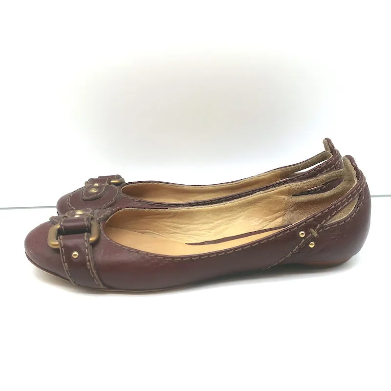 Chloe Paddington Ballet Flats Dark Brown Leather Size 36