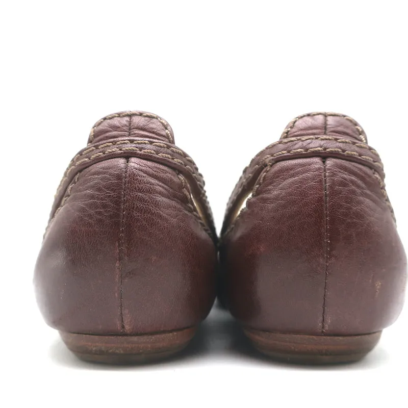 Chloe Paddington Ballet Flats Dark Brown Leather Size 36