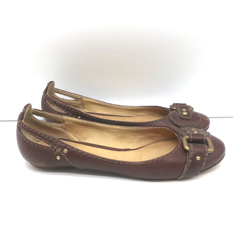 Chloe Paddington Ballet Flats Dark Brown Leather Size 36