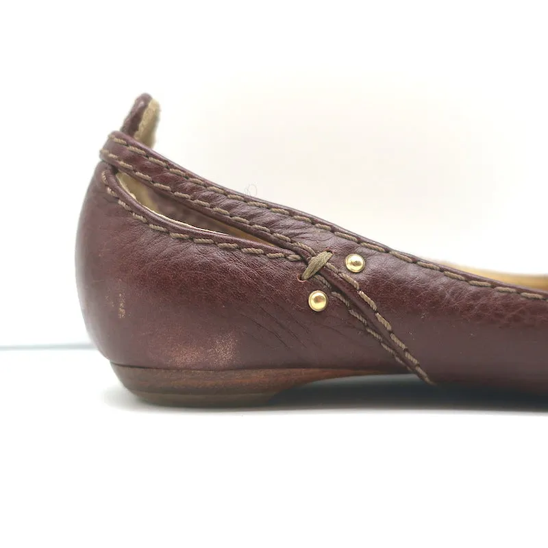 Chloe Paddington Ballet Flats Dark Brown Leather Size 36