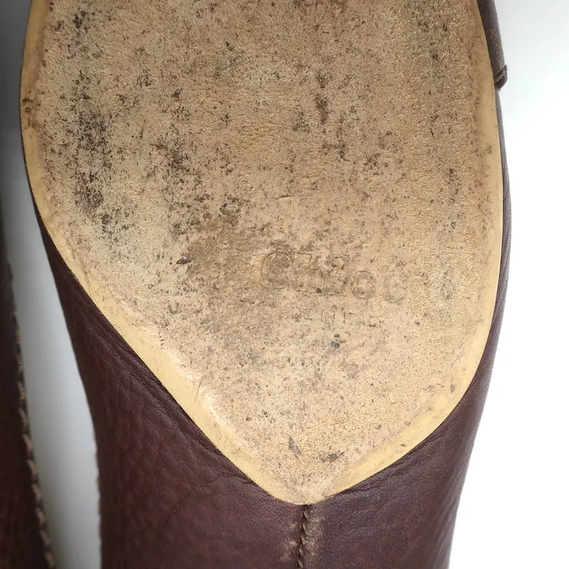 Chloe Paddington Ballet Flats Dark Brown Leather Size 36