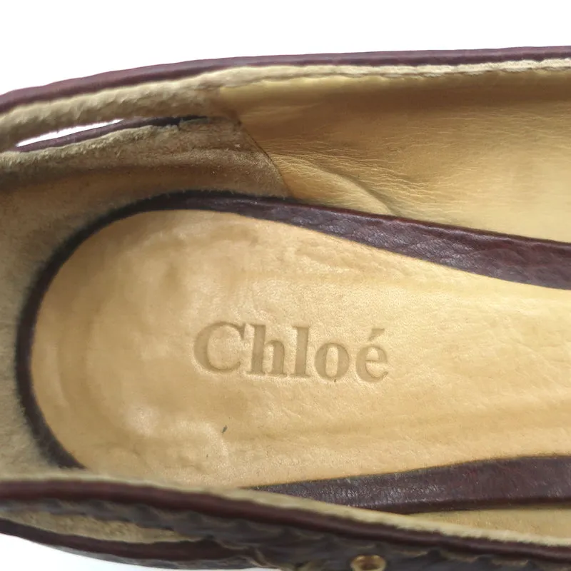 Chloe Paddington Ballet Flats Dark Brown Leather Size 36