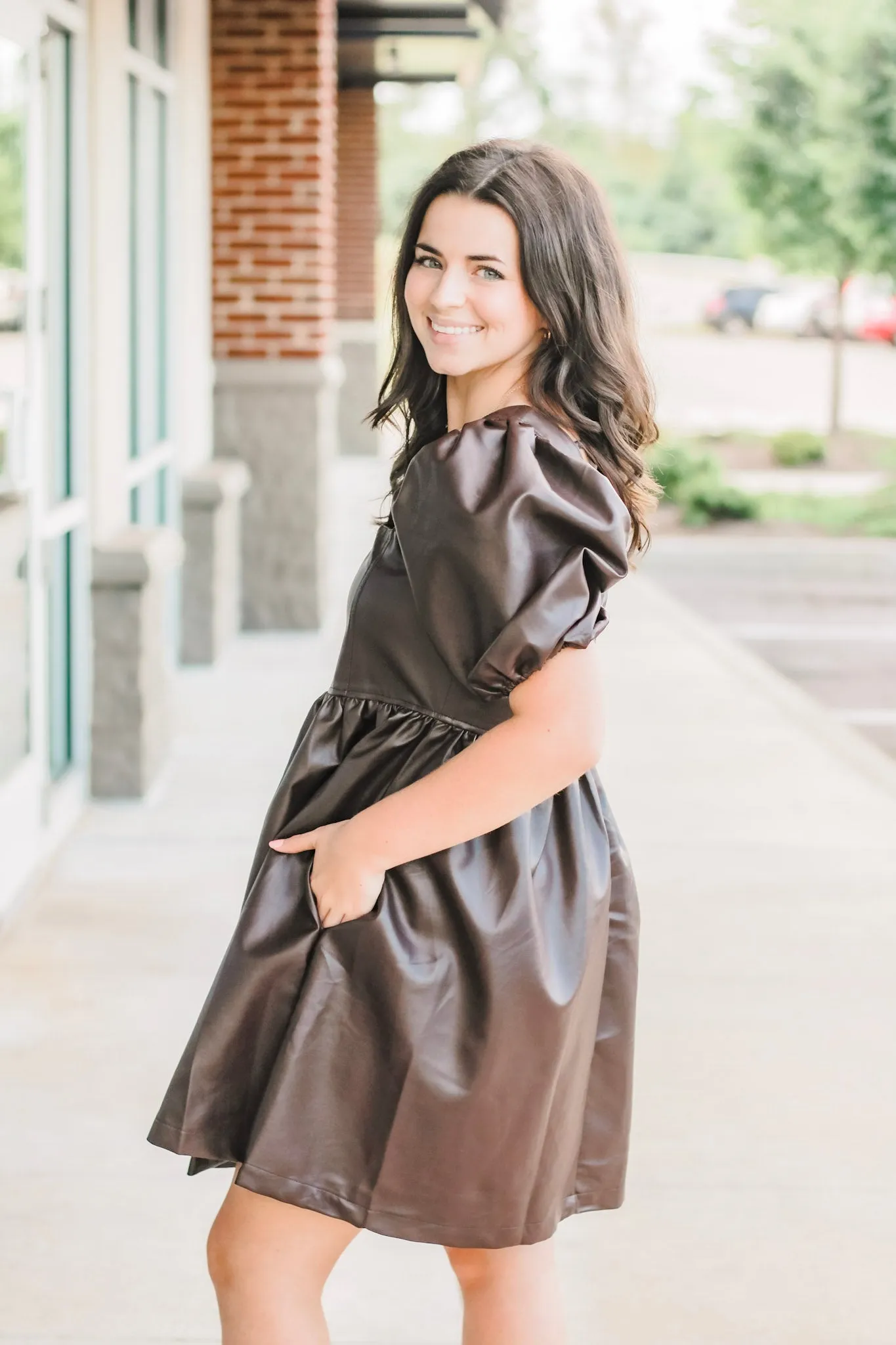 Chocolate Delight Faux Leather Dress