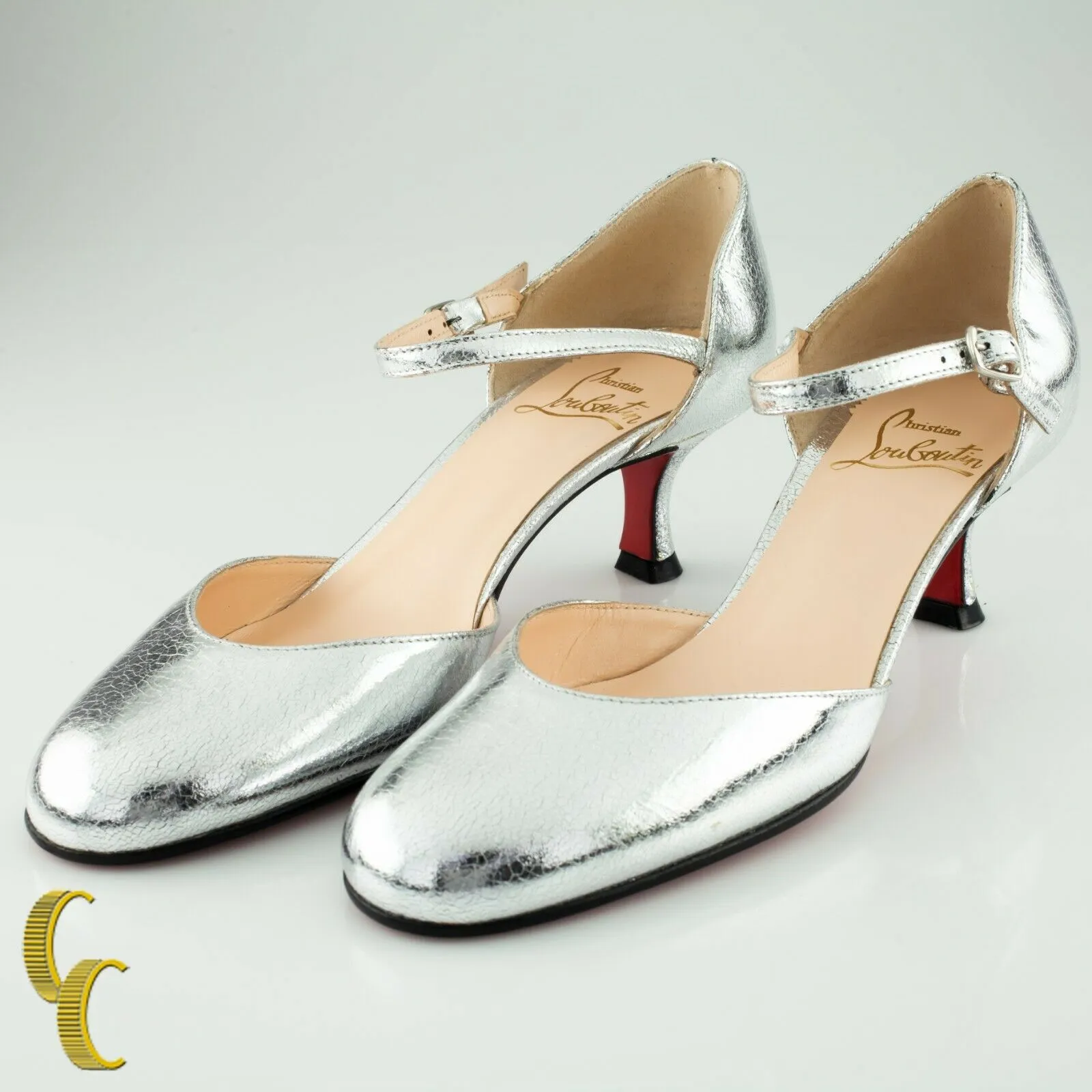 Christian Louboutin Cool Closed Kid Robot Silver Sandals Size 37 w/ Box
