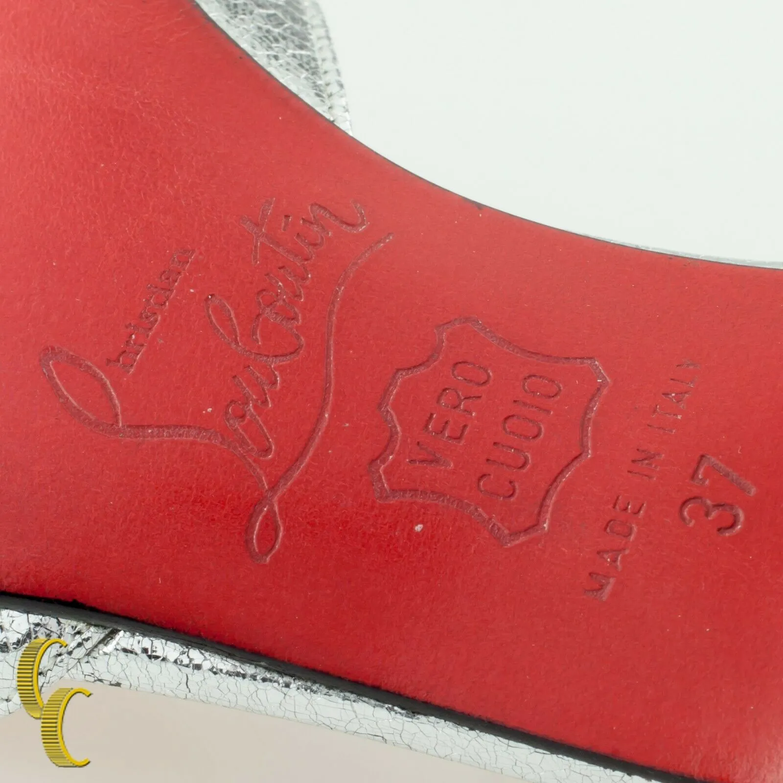 Christian Louboutin Cool Closed Kid Robot Silver Sandals Size 37 w/ Box