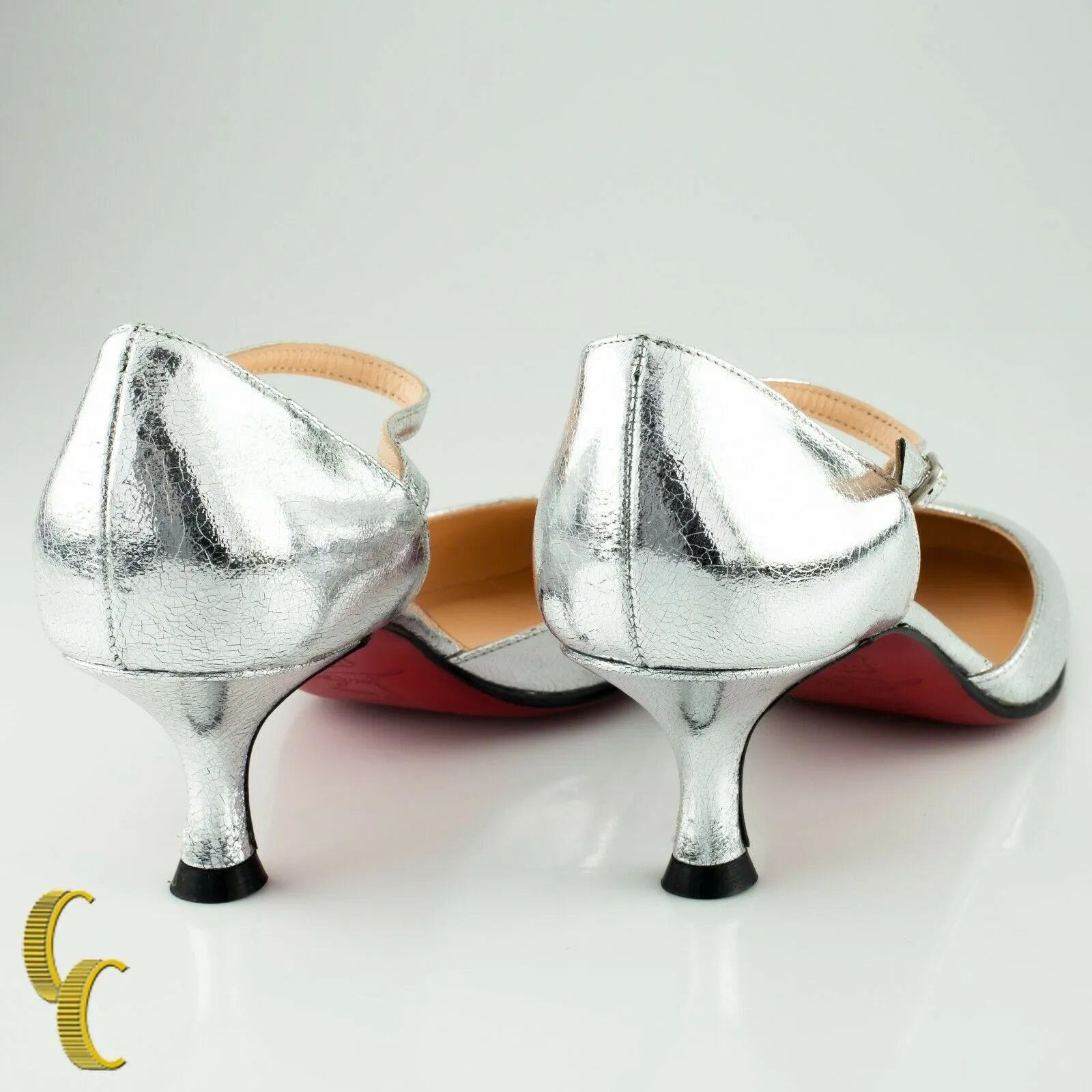 Christian Louboutin Cool Closed Kid Robot Silver Sandals Size 37 w/ Box