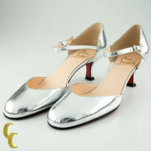 Christian Louboutin Cool Closed Kid Robot Silver Sandals Size 37 w/ Box