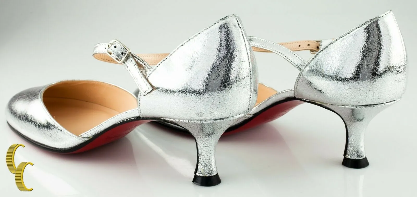 Christian Louboutin Cool Closed Kid Robot Silver Sandals Size 37 w/ Box