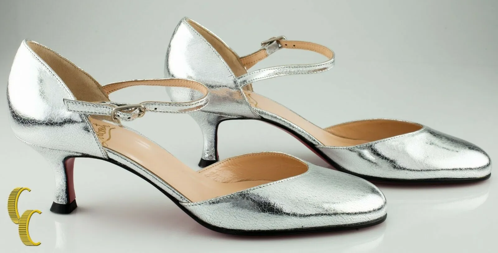 Christian Louboutin Cool Closed Kid Robot Silver Sandals Size 37 w/ Box