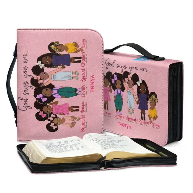 Christianartbag Bible Cover for Children, GOD Says I Am Bible Cover for Children, African Girls Ballet Dance Bible Cover, Personalized Bible Cover, Bible Cover For Kids, Christian Gifts for Kids, CABCK04191023