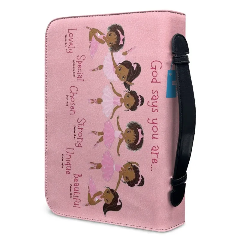 Christianartbag Bible Cover for Children, GOD Says I Am Bible Cover for Children, African Girls Ballet Dance Bible Cover, Personalized Bible Cover, Bible Cover For Kids, Christian Gifts for Kids, CABCK04191023
