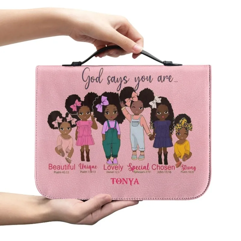Christianartbag Bible Cover for Children, GOD Says I Am Bible Cover for Children, African Girls Ballet Dance Bible Cover, Personalized Bible Cover, Bible Cover For Kids, Christian Gifts for Kids, CABCK04191023