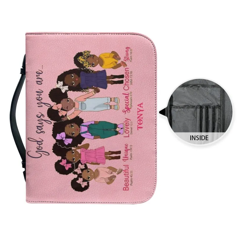 Christianartbag Bible Cover for Children, GOD Says I Am Bible Cover for Children, African Girls Ballet Dance Bible Cover, Personalized Bible Cover, Bible Cover For Kids, Christian Gifts for Kids, CABCK04191023