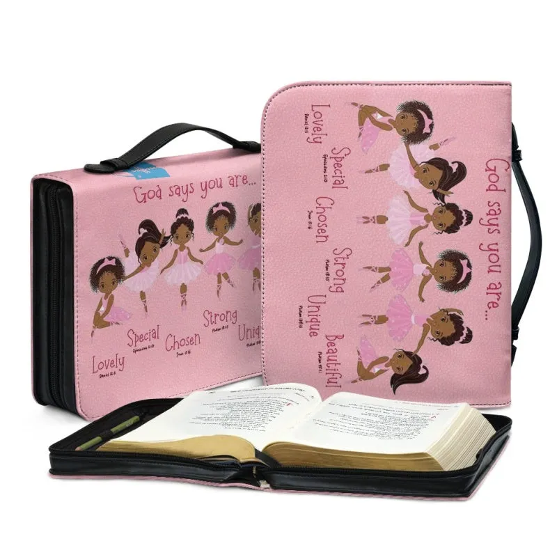 Christianartbag Bible Cover for Children, GOD Says I Am Bible Cover for Children, African Girls Ballet Dance Bible Cover, Personalized Bible Cover, Bible Cover For Kids, Christian Gifts for Kids, CABCK04191023