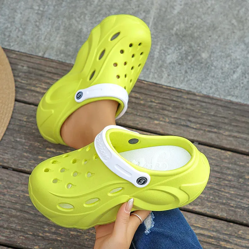 Chunky Platform Clogs - Sandals for Women, Summer Soft Thick Bottom Beach Garden Shoes, Non-Slip Eva Wedge Slippers