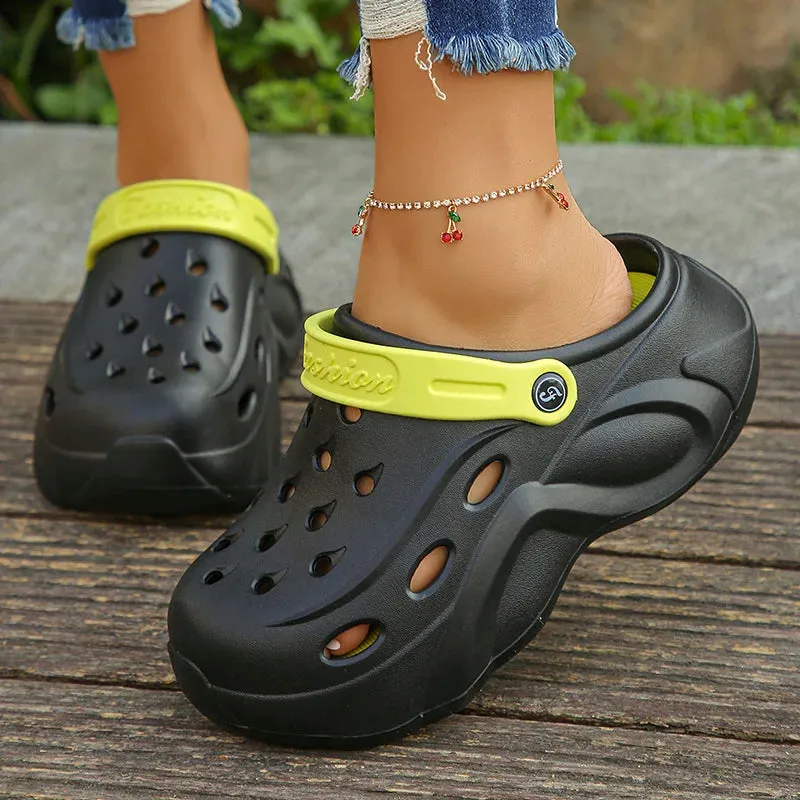 Chunky Platform Clogs - Sandals for Women, Summer Soft Thick Bottom Beach Garden Shoes, Non-Slip Eva Wedge Slippers