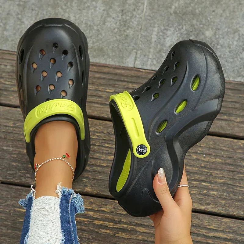 Chunky Platform Clogs - Sandals for Women, Summer Soft Thick Bottom Beach Garden Shoes, Non-Slip Eva Wedge Slippers