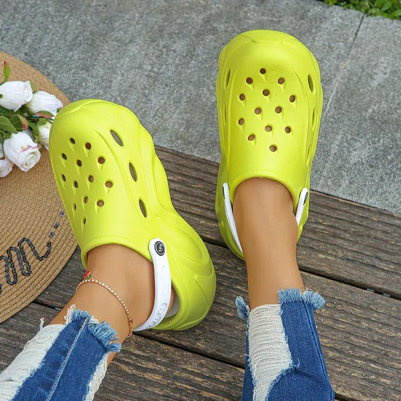 Chunky Platform Clogs - Sandals for Women, Summer Soft Thick Bottom Beach Garden Shoes, Non-Slip Eva Wedge Slippers