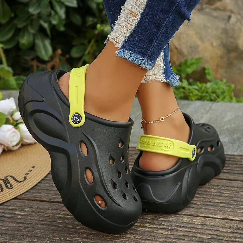 Chunky Platform Clogs - Sandals for Women, Summer Soft Thick Bottom Beach Garden Shoes, Non-Slip Eva Wedge Slippers