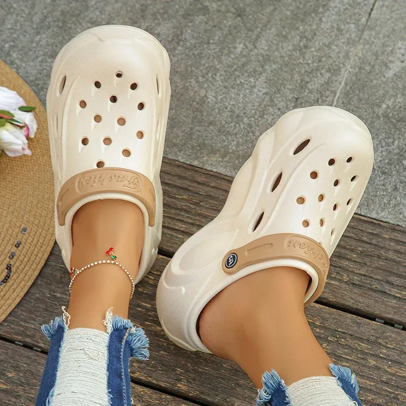 Chunky Platform Clogs - Sandals for Women, Summer Soft Thick Bottom Beach Garden Shoes, Non-Slip Eva Wedge Slippers