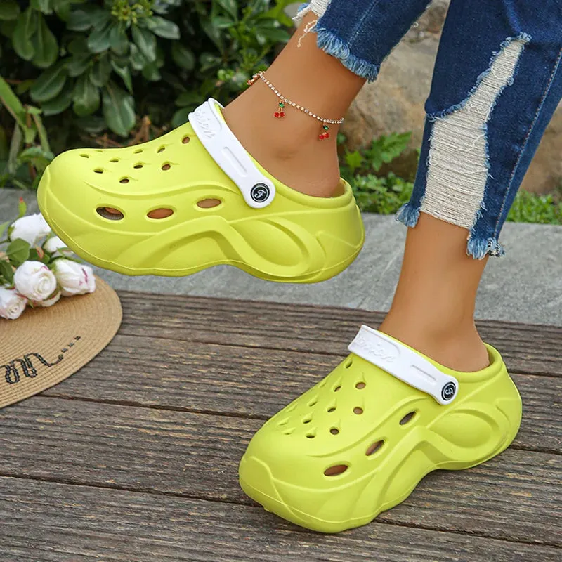 Chunky Platform Clogs - Sandals for Women, Summer Soft Thick Bottom Beach Garden Shoes, Non-Slip Eva Wedge Slippers