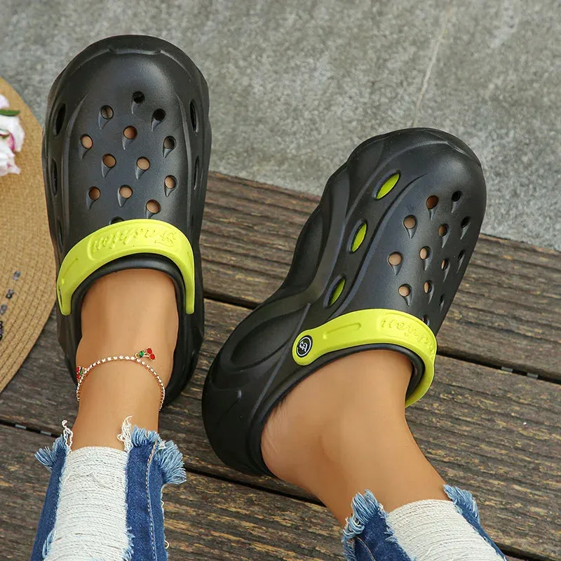 Chunky Platform Clogs - Sandals for Women, Summer Soft Thick Bottom Beach Garden Shoes, Non-Slip Eva Wedge Slippers