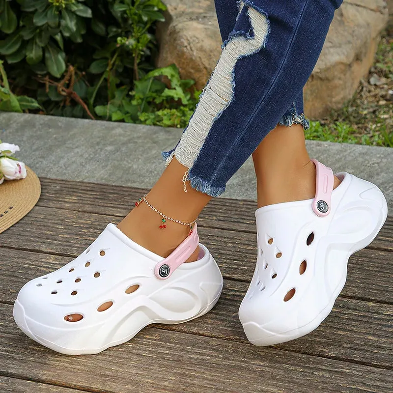 Chunky Platform Clogs - Sandals for Women, Summer Soft Thick Bottom Beach Garden Shoes, Non-Slip Eva Wedge Slippers