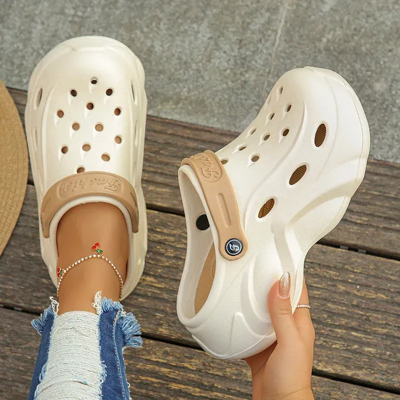 Chunky Platform Clogs - Sandals for Women, Summer Soft Thick Bottom Beach Garden Shoes, Non-Slip Eva Wedge Slippers