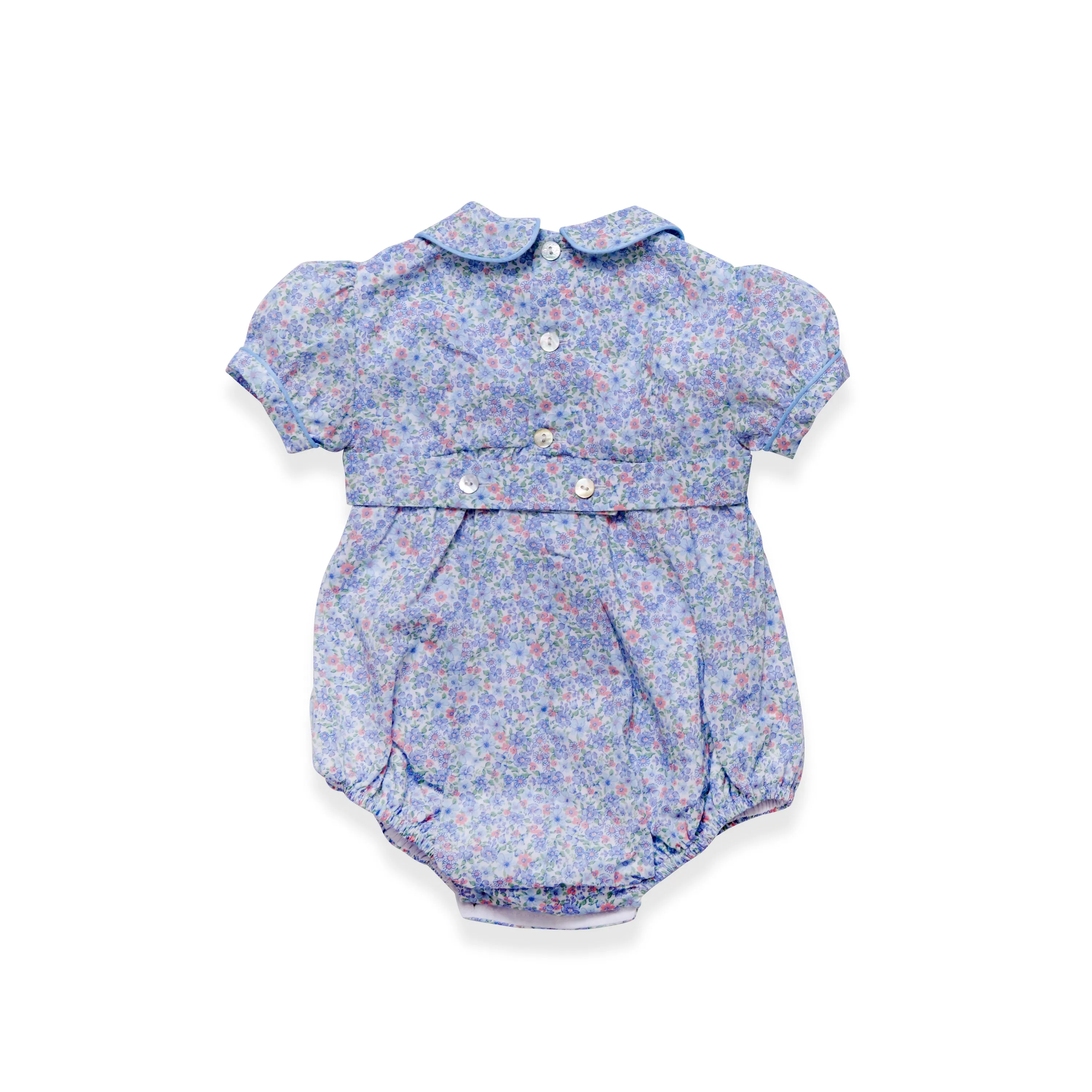 Clara blue hand-smocked romper