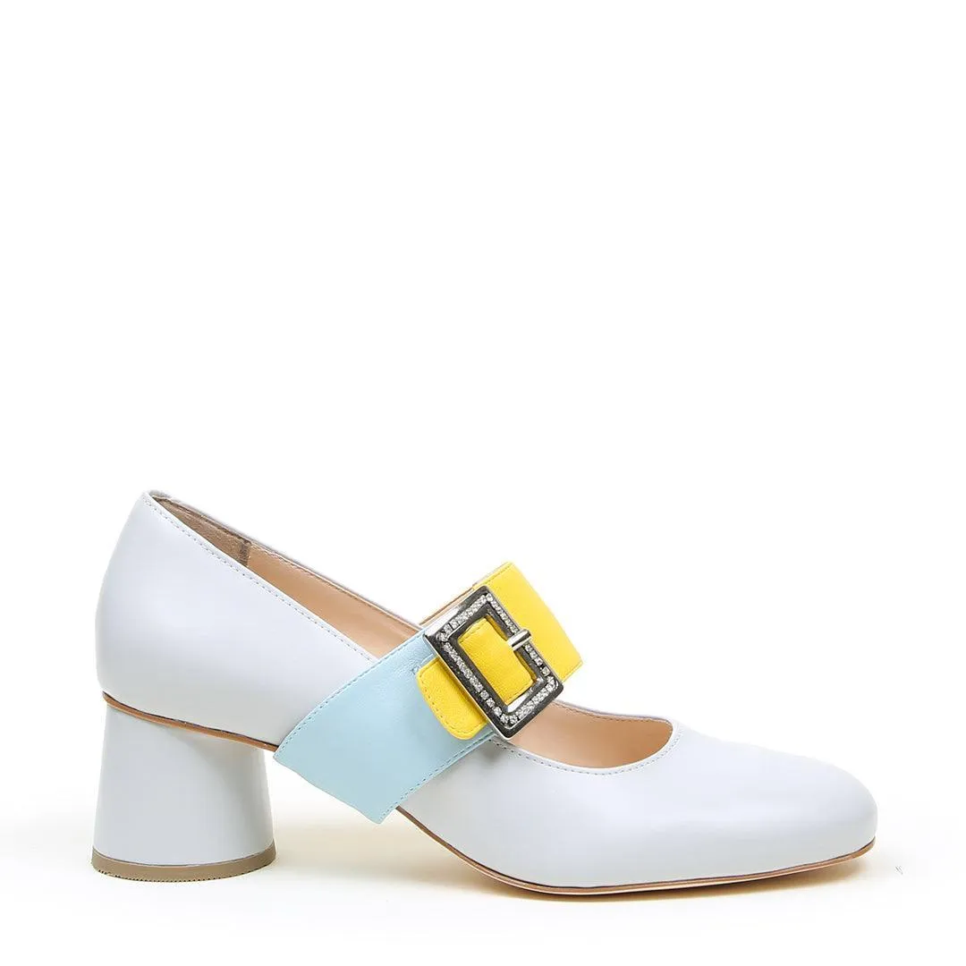 Cloud Grey Ballet Pump   Agate Blue Grace Strap
