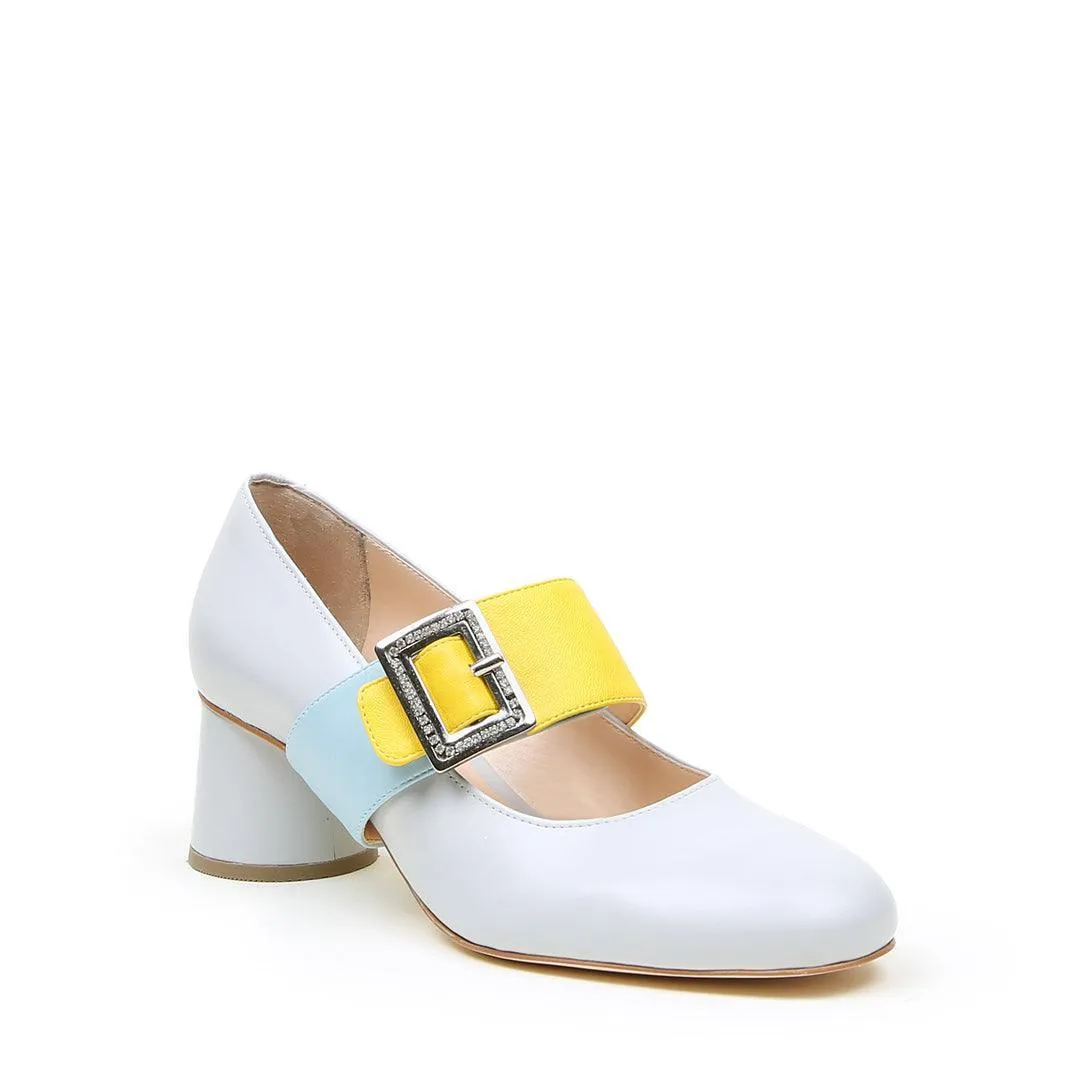Cloud Grey Ballet Pump   Agate Blue Grace Strap