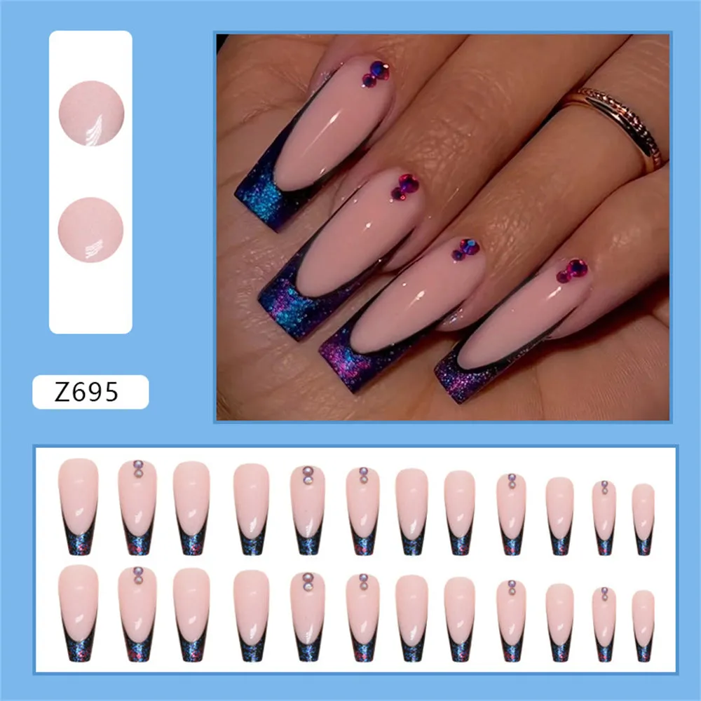 Coffin Long ballet burst sparkle French sweet cool