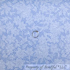 Cotton Fabric BTY Purple White Cream Lace Rose Flower Victorian