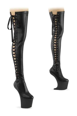 CRAZE-3050 Black Faux Leather Thigh Boot