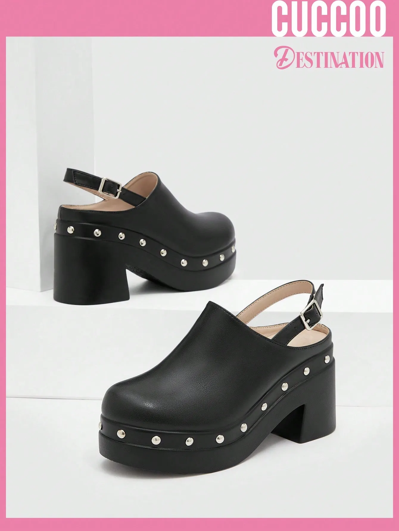 Cuccoo Destination Collection Women's Fashionable Black Wedge Heel Thick Platform Single Shoes