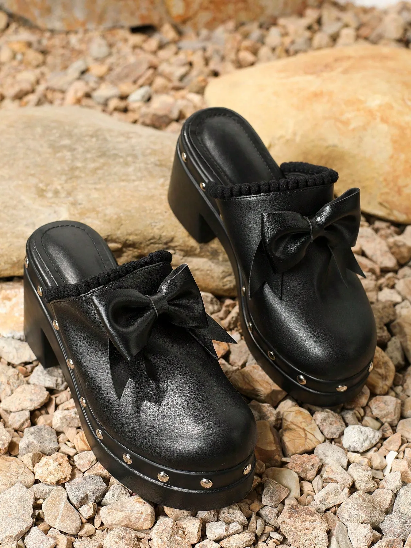 Cuccoo Destination Collection Women's Fashionable Black Wedge Heel Thick Platform Single Shoes