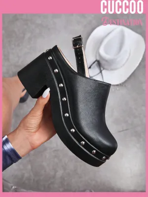 Cuccoo Destination Collection Women's Fashionable Black Wedge Heel Thick Platform Single Shoes