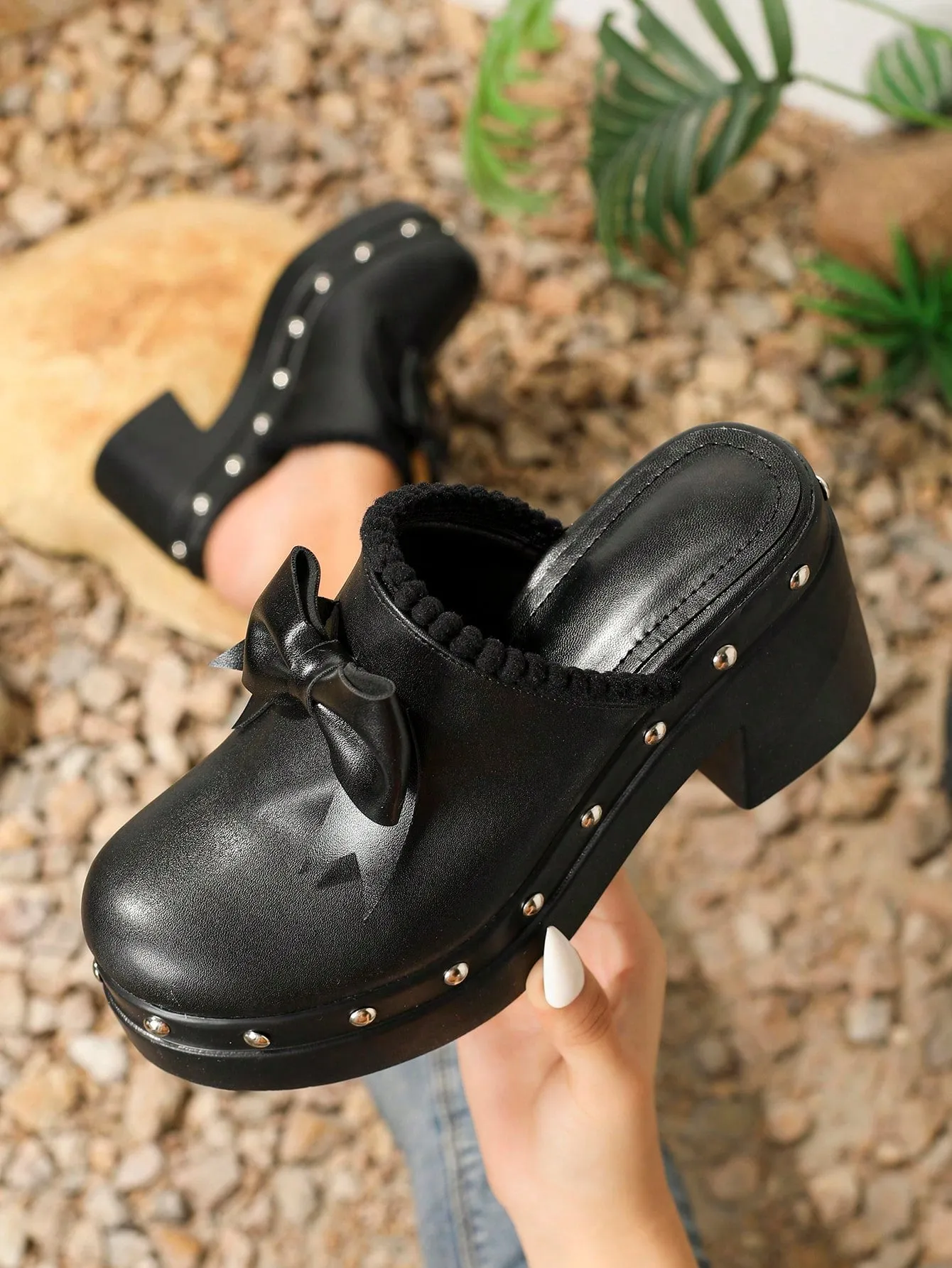 Cuccoo Destination Collection Women's Fashionable Black Wedge Heel Thick Platform Single Shoes