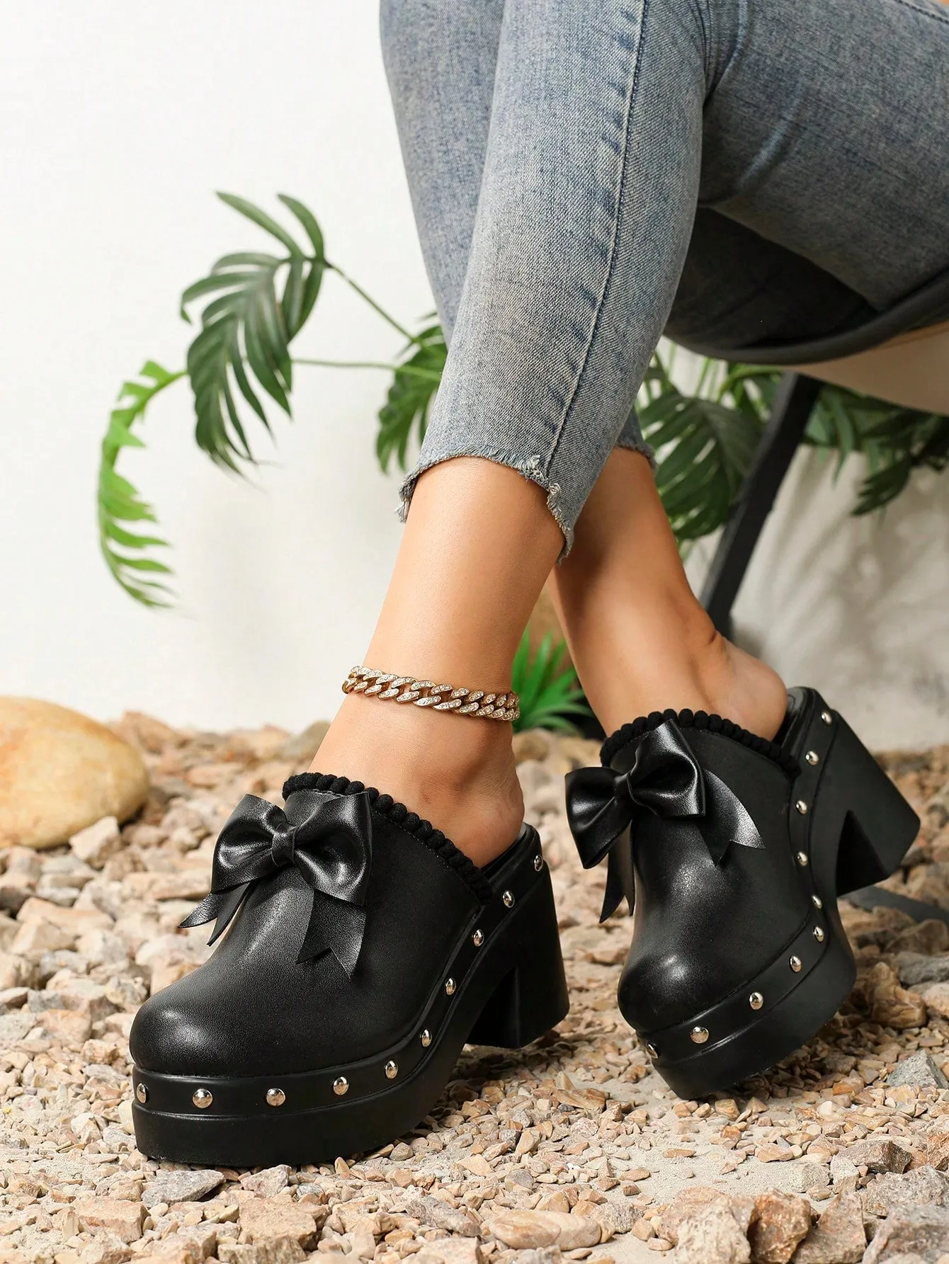 Cuccoo Destination Collection Women's Fashionable Black Wedge Heel Thick Platform Single Shoes