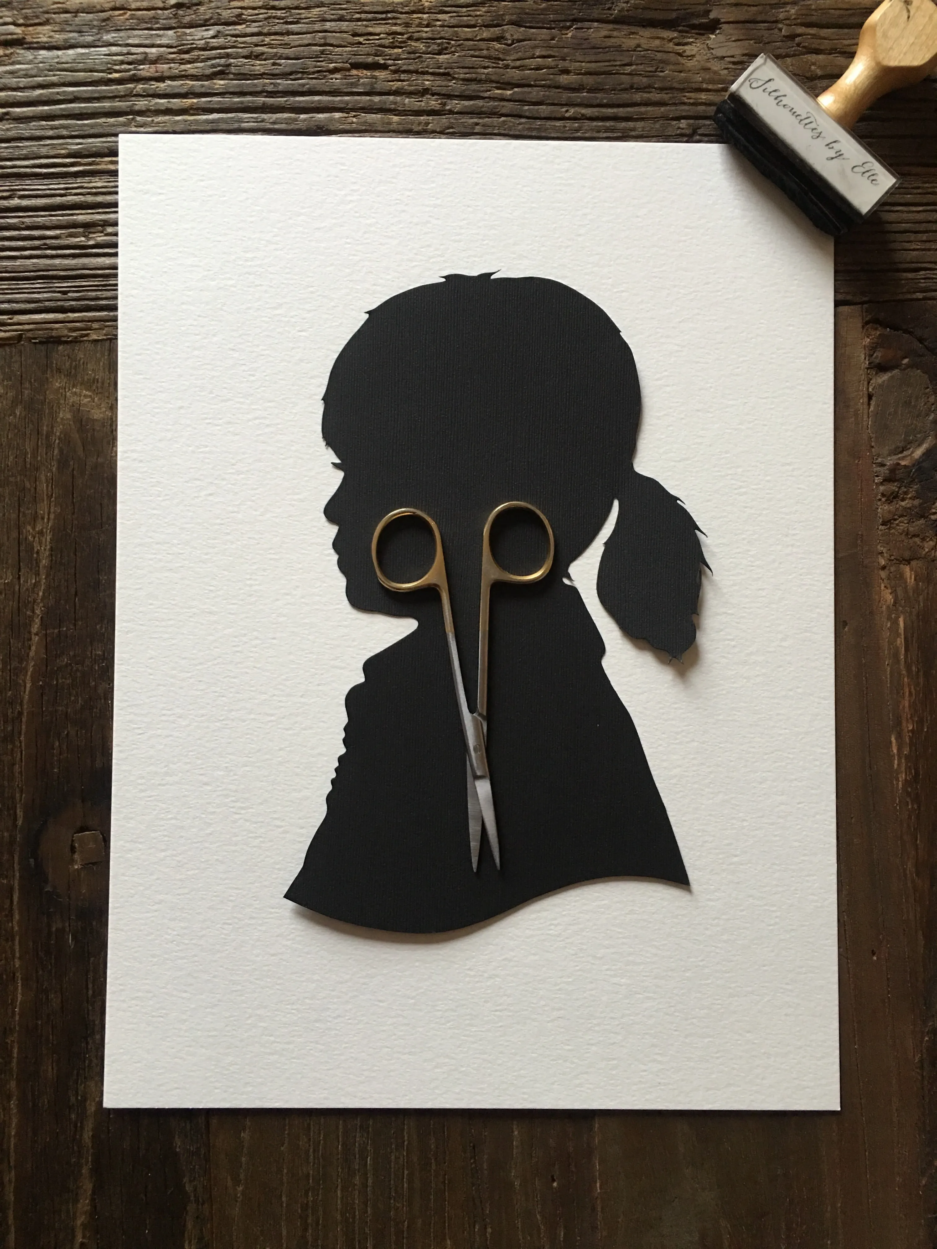 Custom Hand Cut Silhouette - Child Silhouette Portrait Art