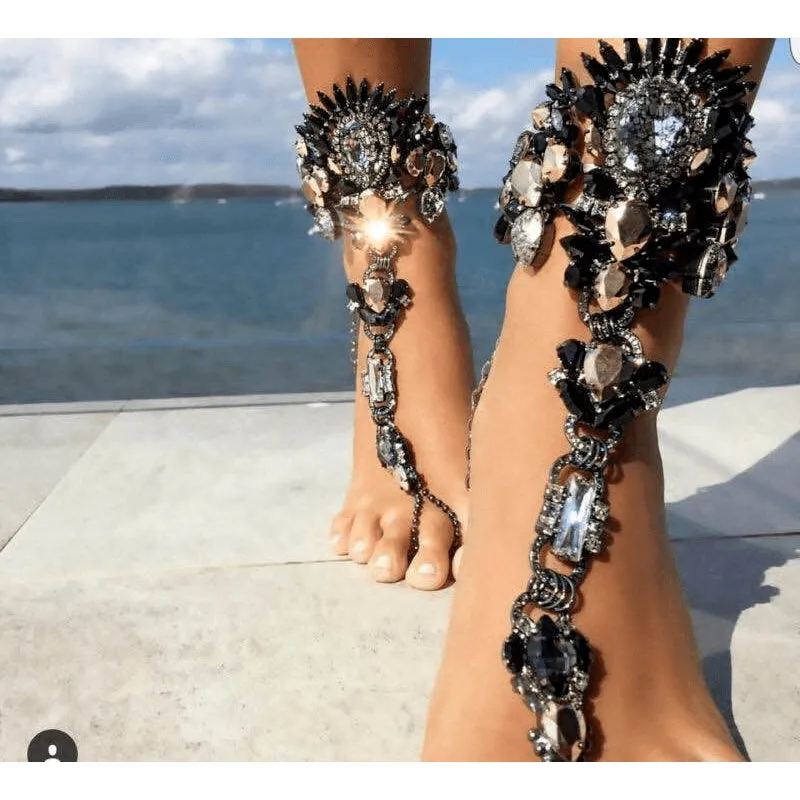 Dark Princess Full Crystal Rhinestone Anklet