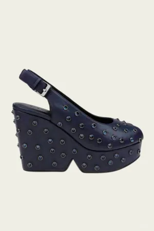 Davina Embellished Wedge in Navy