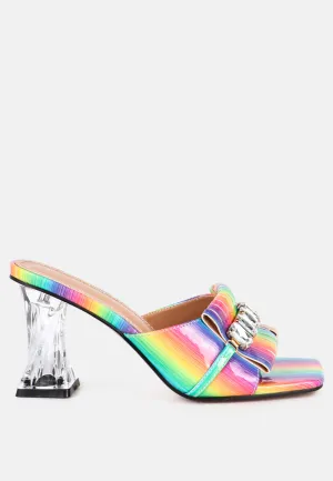 Deeba Diamante Embellishment Clear Spool Heel Sandals