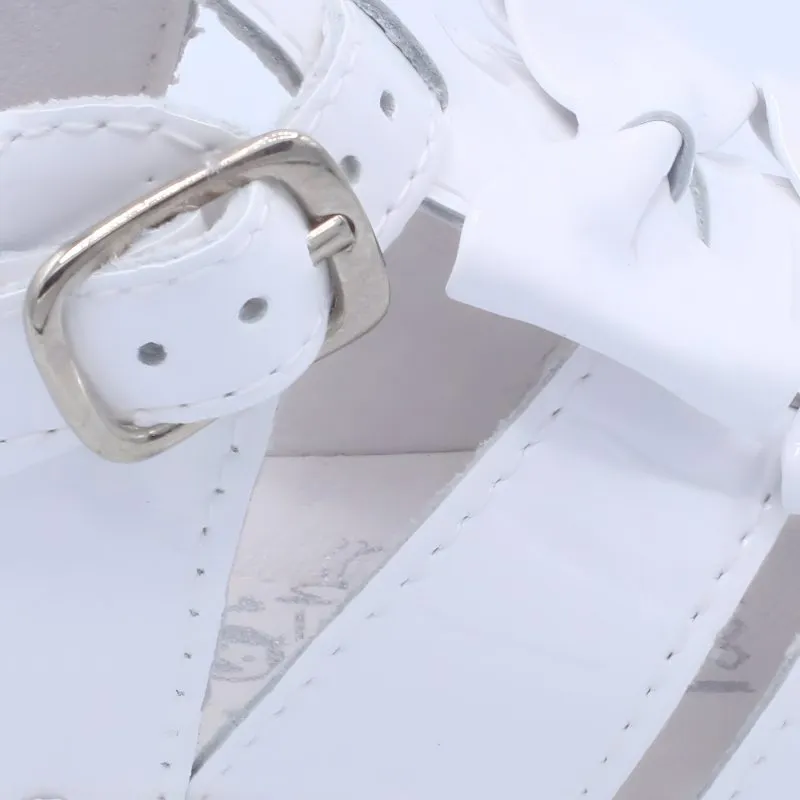 'Dina' Girls White Patent T-Bar Sandals