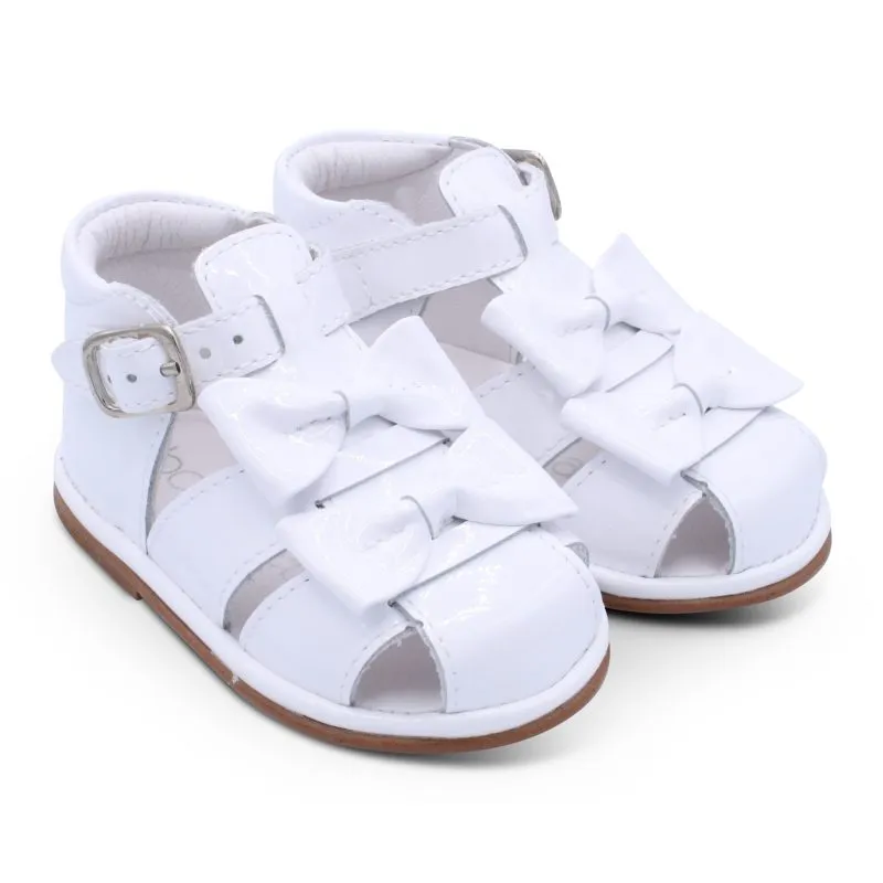'Dina' Girls White Patent T-Bar Sandals