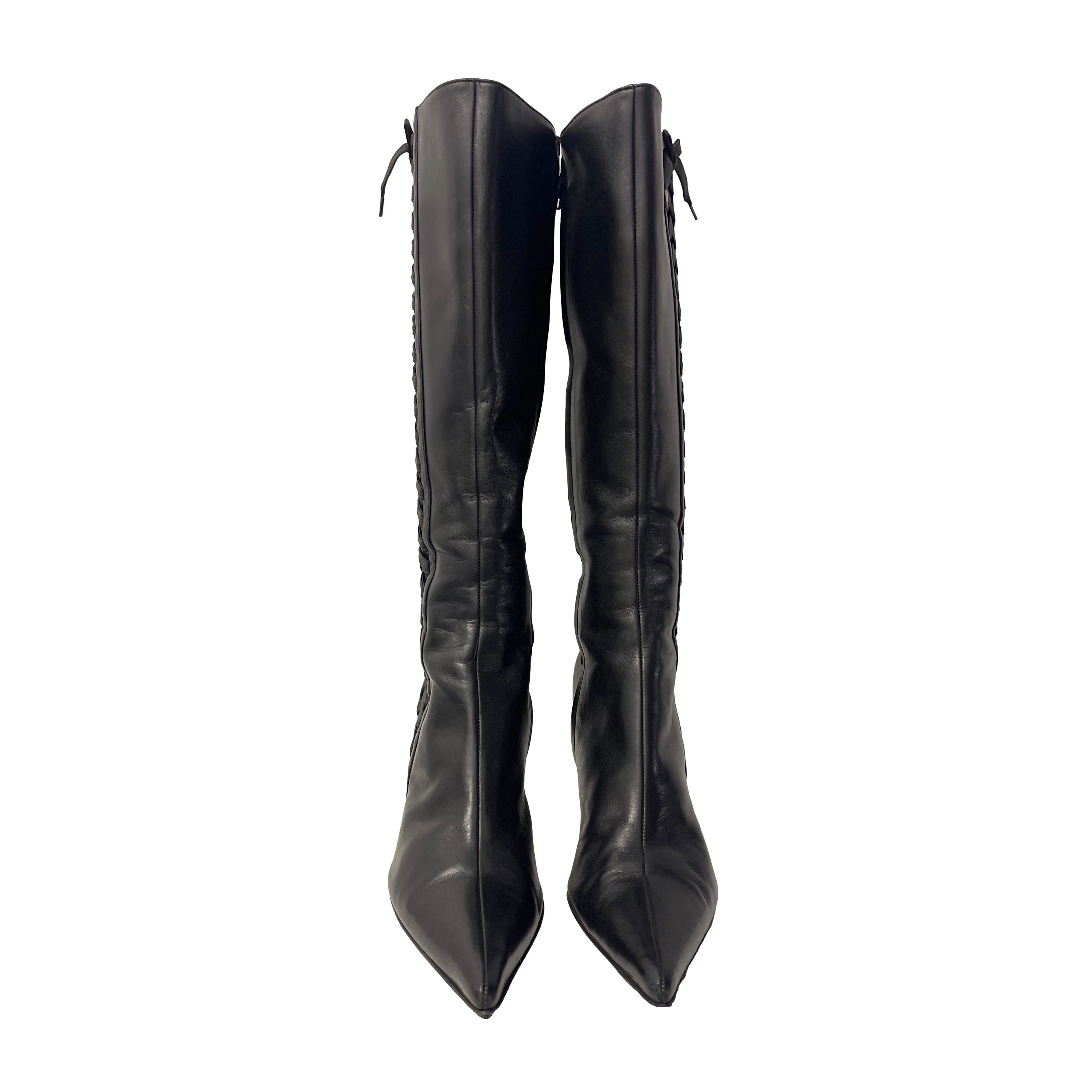 Dior Black Lace Up Tall Boots
