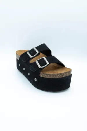 Dirty Laundry Pueblo 2 Band Platform Sandals for Women in Black | PUEBLO-BLACK