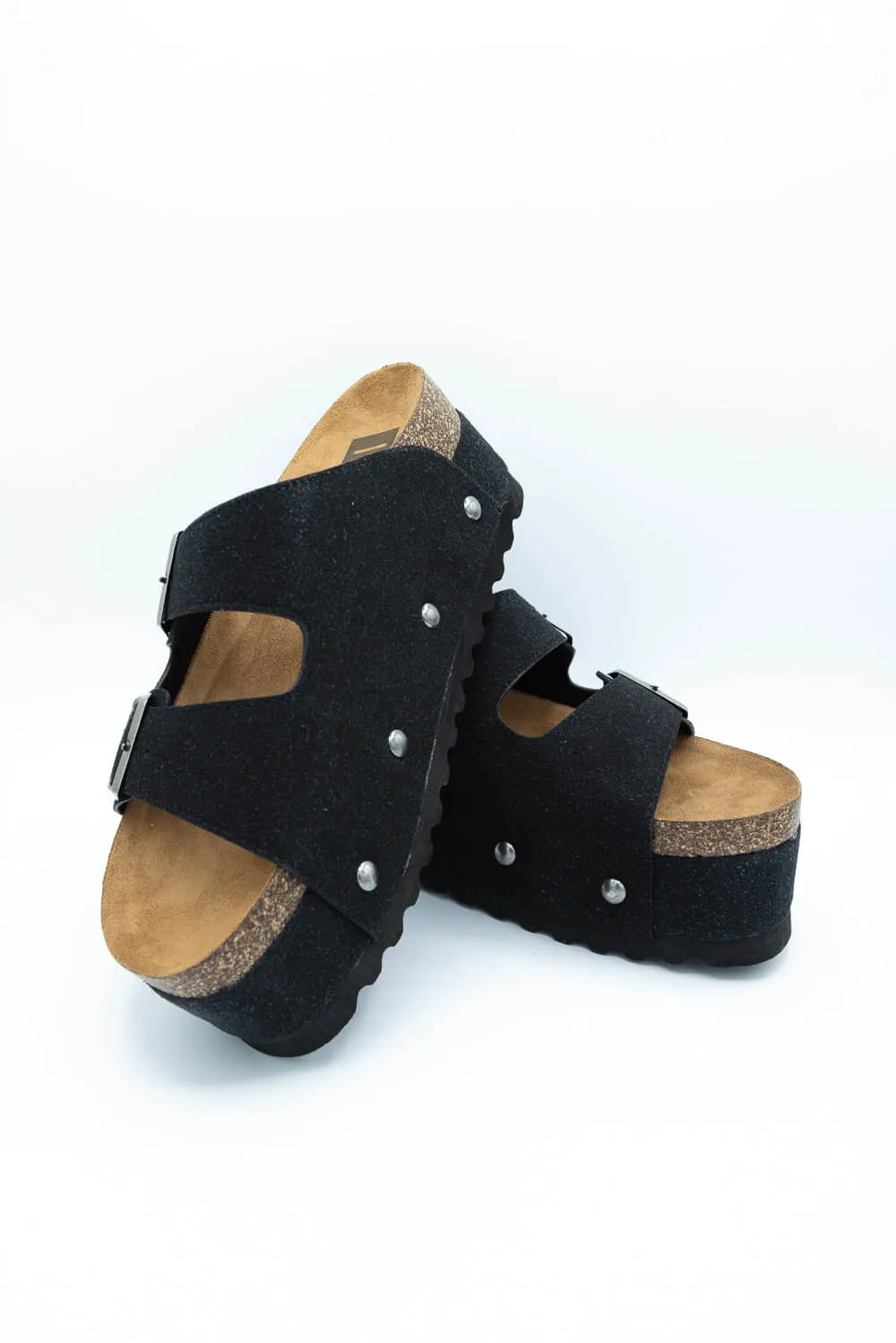 Dirty Laundry Pueblo 2 Band Platform Sandals for Women in Black | PUEBLO-BLACK
